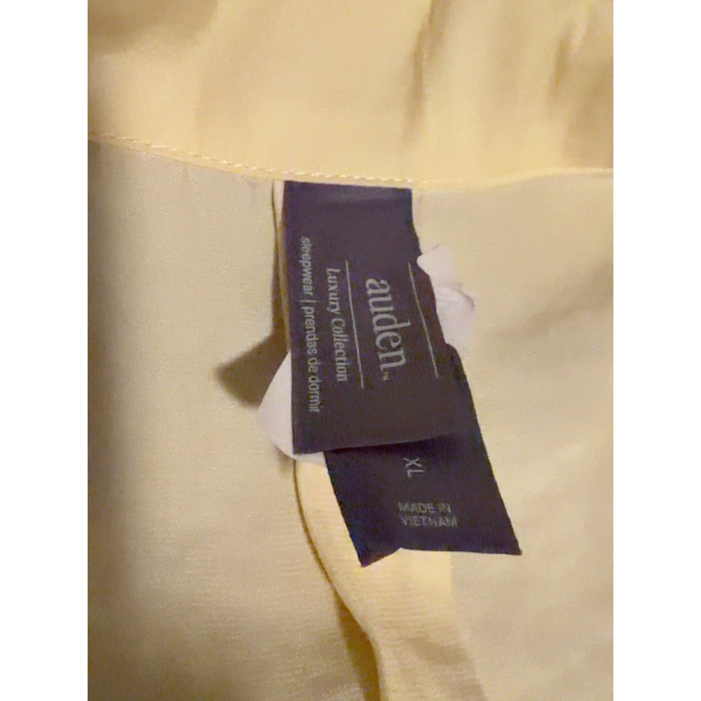 Auden Luxury Collection Pajama Set XL Yellow Lace Trim Button Front Sleepwear - Picture 6 of 9